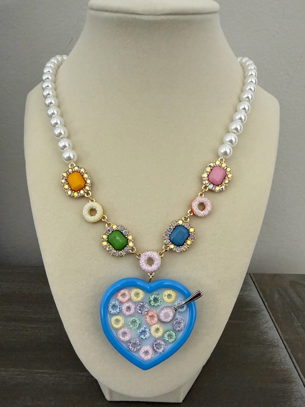 NWT Betsey Johnson Sweet Heart Cereal Bowl Necklace Rare